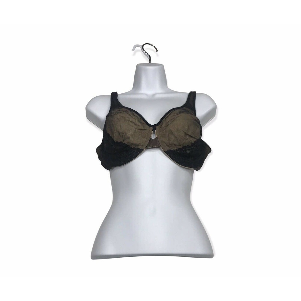Maidenform Lilyette Bra 38D PREOWNED Nude Adjustable Strap Sheer Lace Underwire